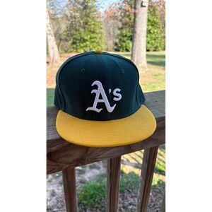 New Era 59FIFTY Oakland Athletics Fitted Hat Green Yellow MLB Cap 7 3/8